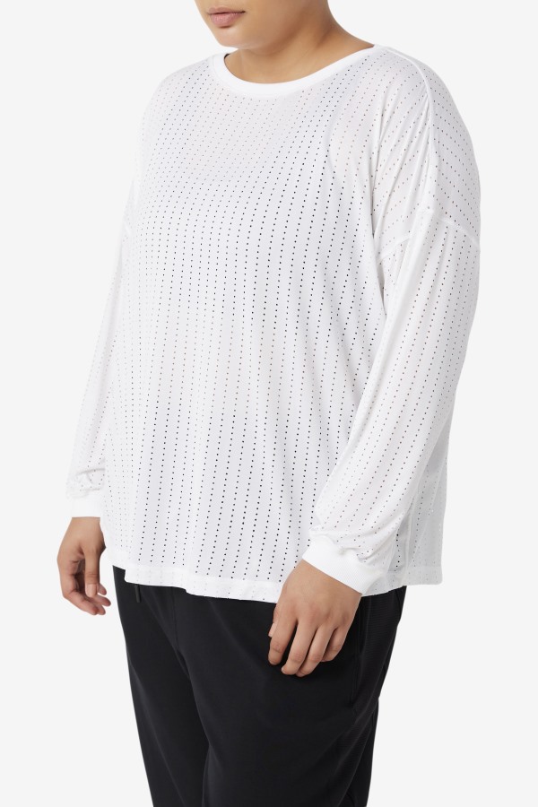 Fila Outlets White Fi-Lux Mesh Long Sleeve Top