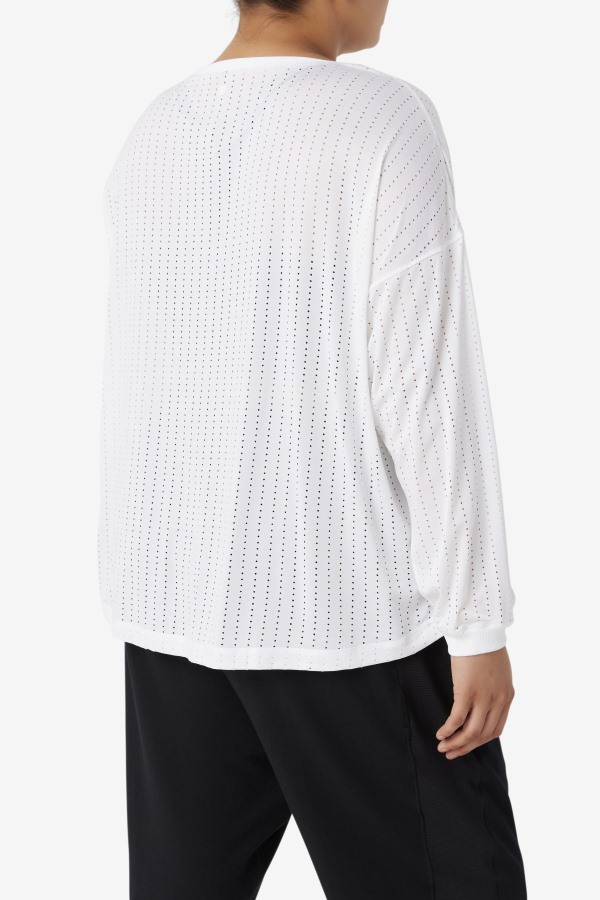 Fila Outlets White Fi-Lux Mesh Long Sleeve Top