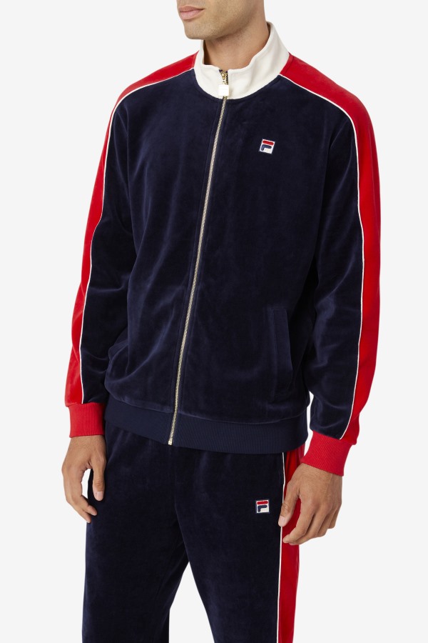 Peacoat/Gardenia/Red Fila Outlets Cima Velour Jacket