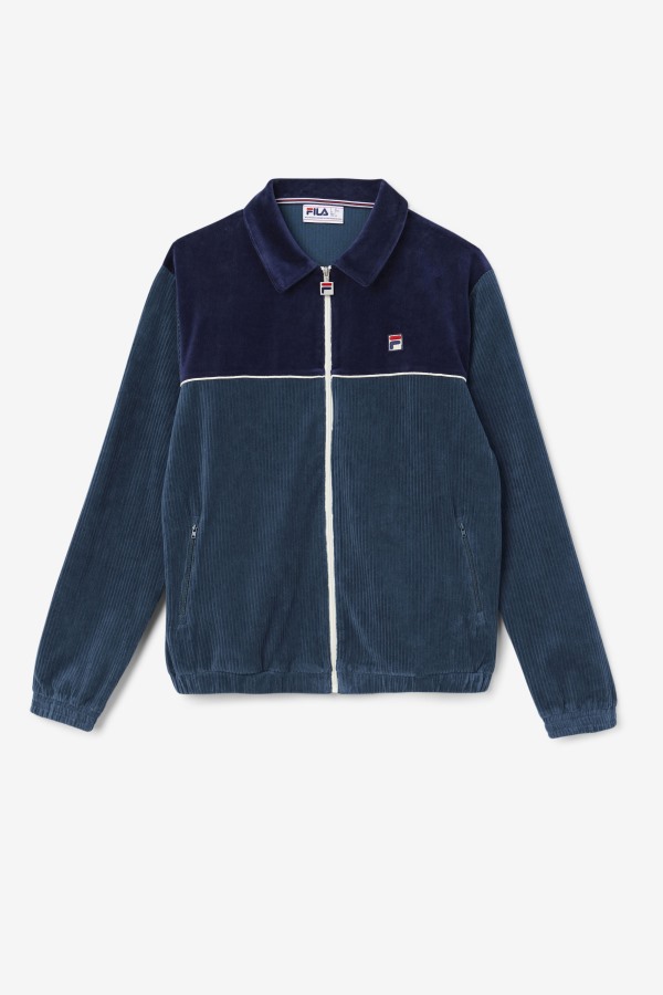 Teal/Navy/Egret Gerard Velour Jacket Fila Outlets