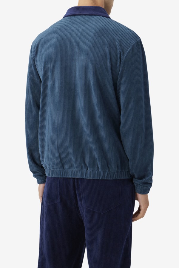 Teal/Navy/Egret Gerard Velour Jacket Fila Outlets