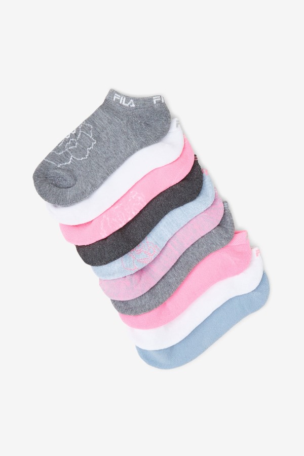 Girl\'s Floral No Show Sock 10-Pack Ltblue Fila Outlets