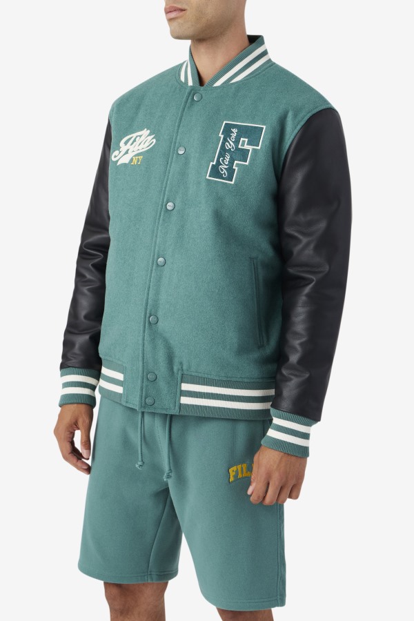 Josh Varsity Jacket Fila Outlets Blue Spruce/Black