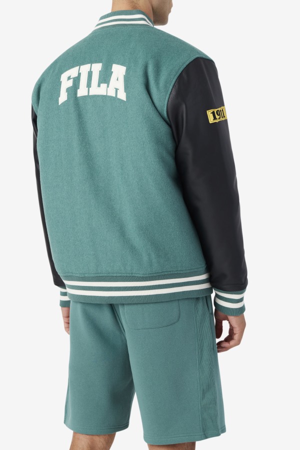 Josh Varsity Jacket Fila Outlets Blue Spruce/Black