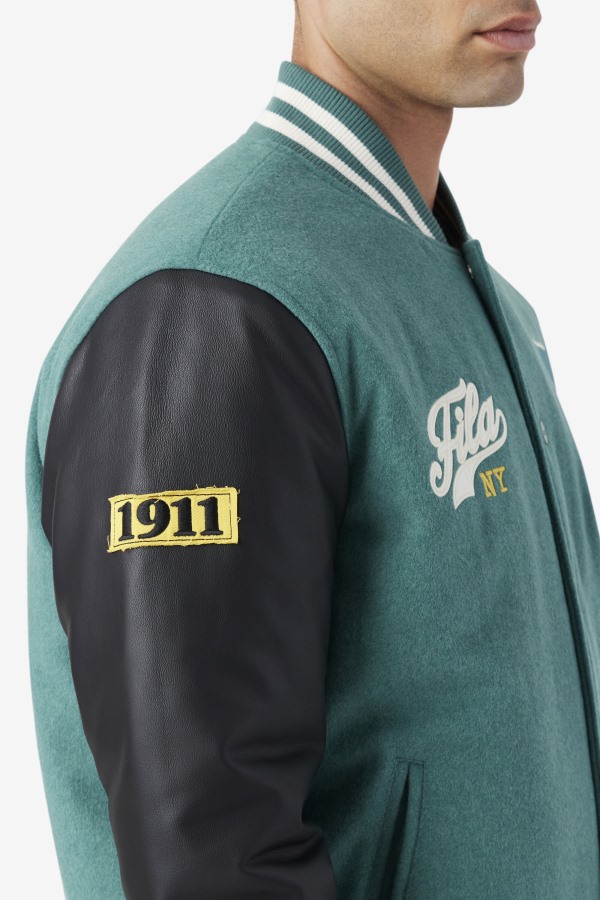 Josh Varsity Jacket Fila Outlets Blue Spruce/Black