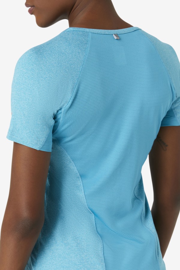 Pickleball Short Sleeve Top Fila Outlets Turquoise Heather