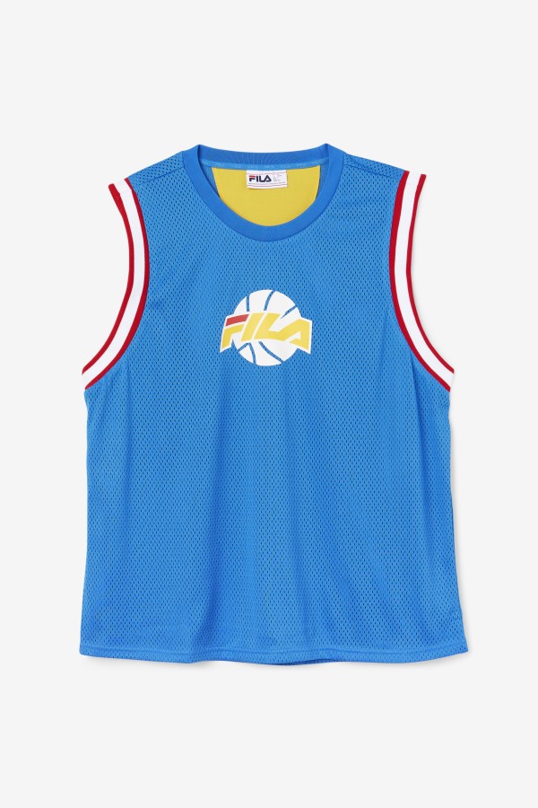 Fila Outlets Blue/White/Red/Gold Ovi Basketball Jersey