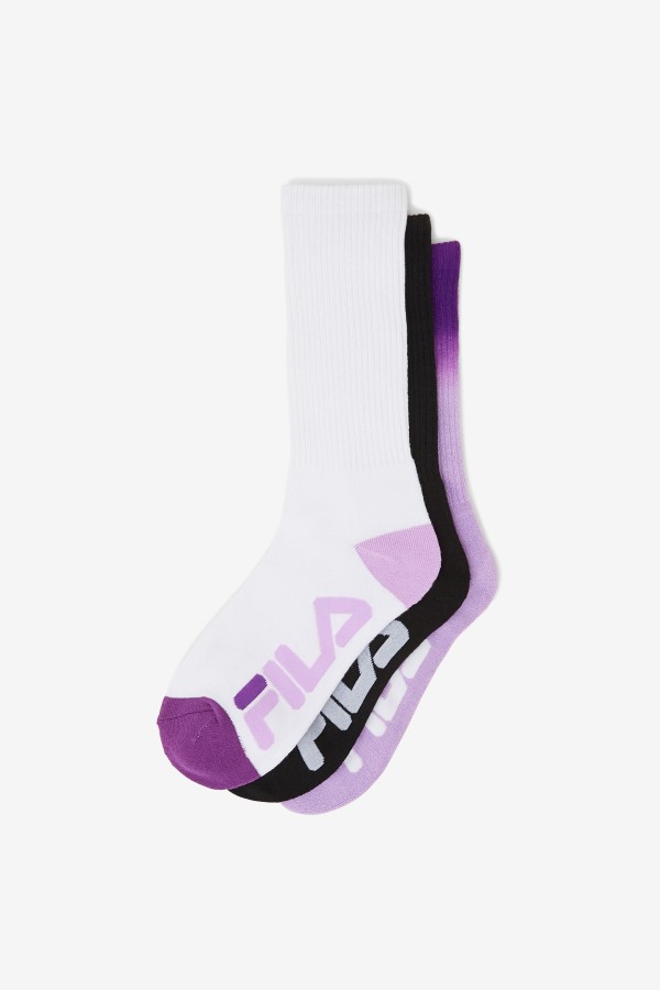 Purple Women\'s Dip Dye Crew Sock 3-Pack Fila Outlets