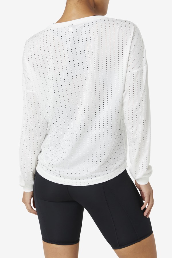 Fi-Lux Mesh Long Sleeve Top White Fila Outlets