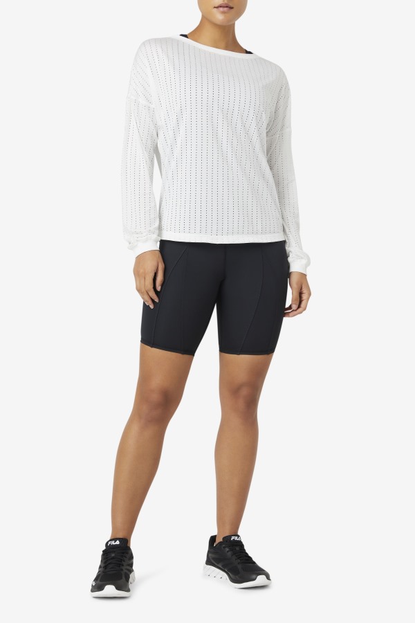 Fi-Lux Mesh Long Sleeve Top White Fila Outlets