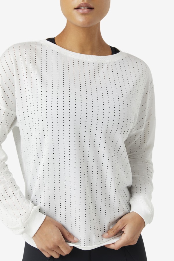 Fi-Lux Mesh Long Sleeve Top White Fila Outlets