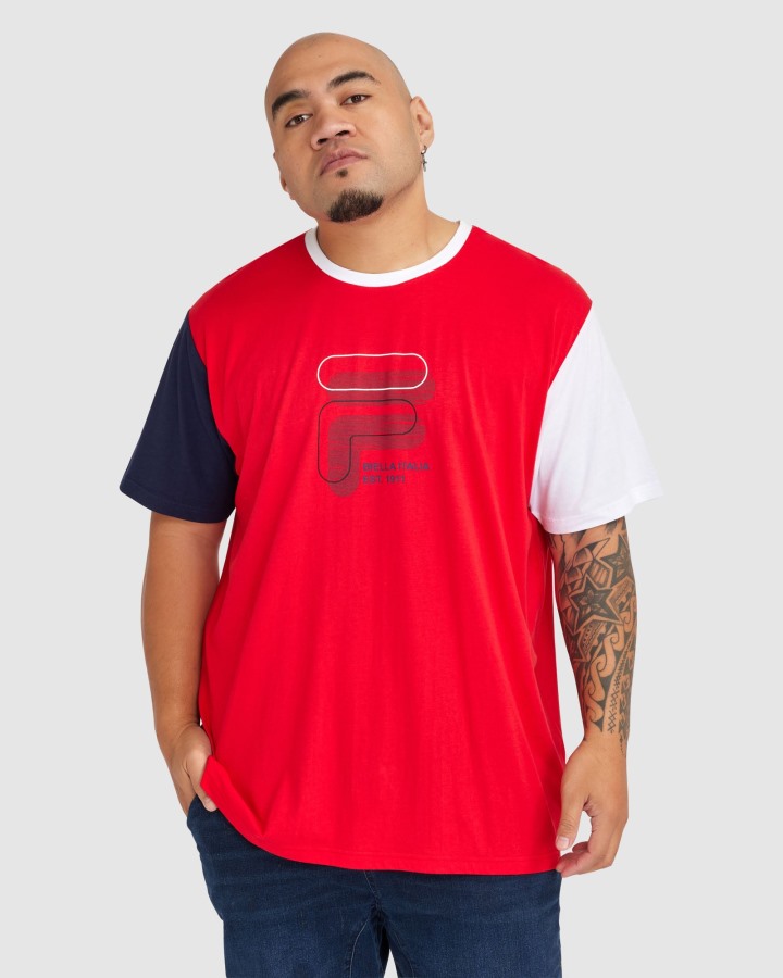 Fila Outlets Red Men's Plus Lennox Tee