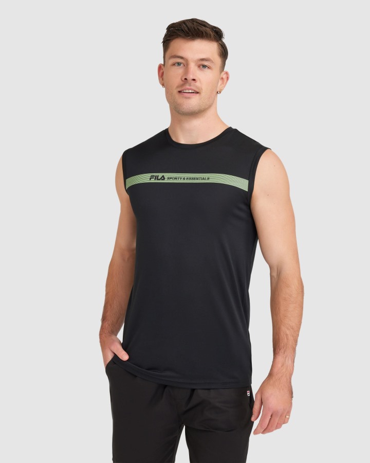 Black Fila Outlets Men's Caleb QDry Tank