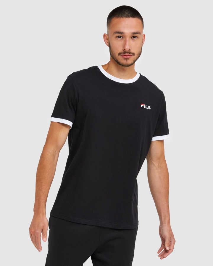Black Fila Outlets Classic Men's Ringer Tee