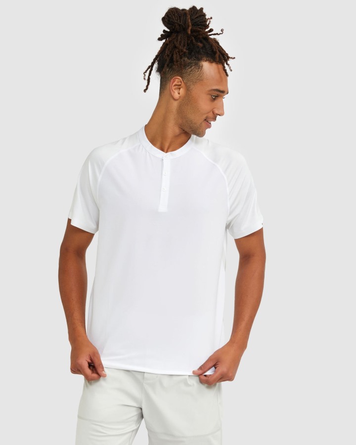 Fila Outlets Men's High Neck Henley Tee White