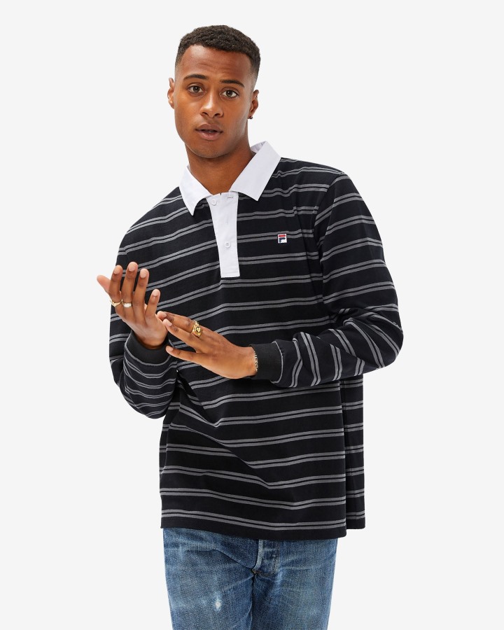 Black Men's Badge Rugby Polo Fila Outlets