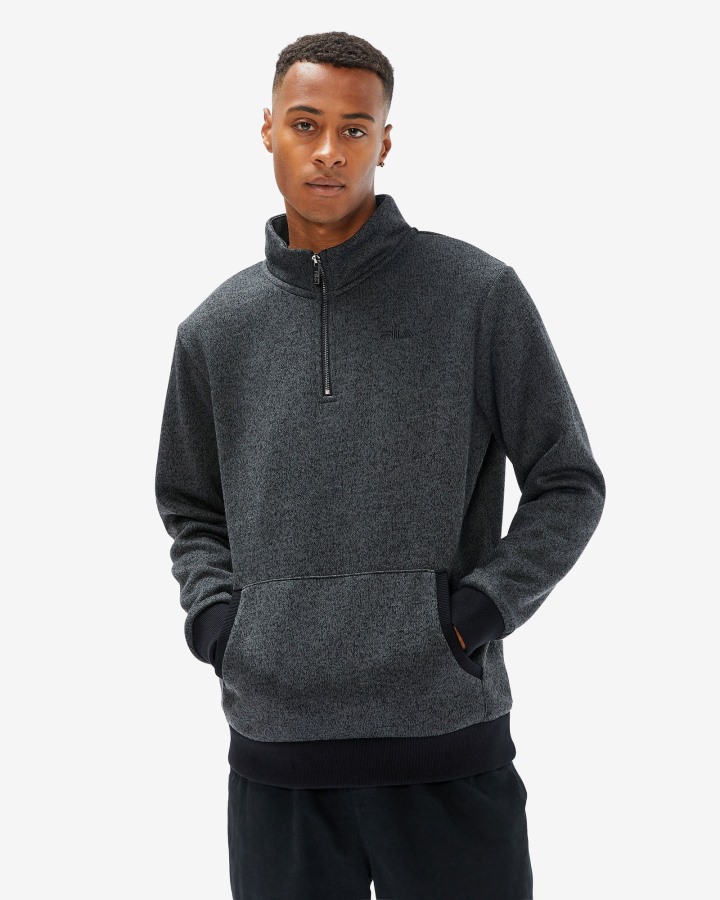 Unisex Romano Qtr Zip Black Marle Fila Outlets