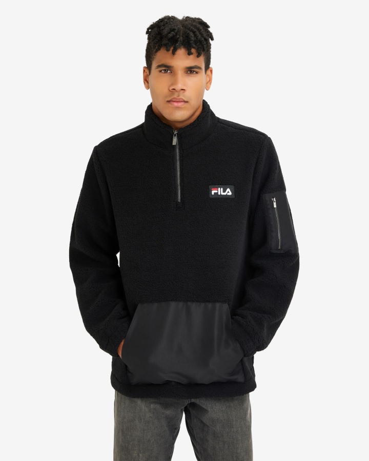 Fila Outlets Black Men's Cole Teddy Qtr Zip
