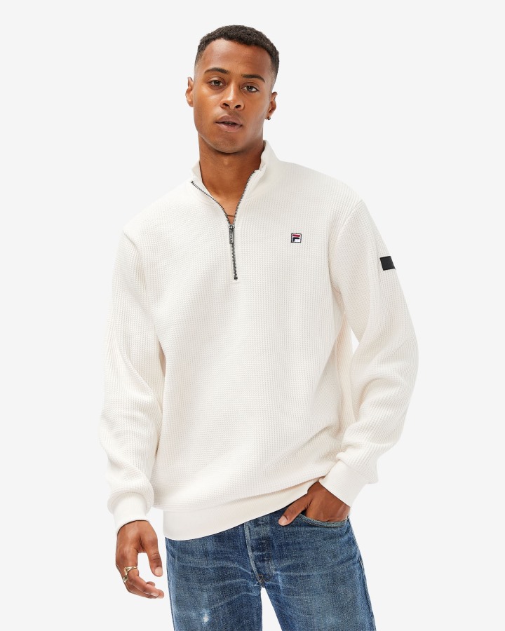 Fila Outlets Men's Badge 2.0 Qtr Zip Coconut Cream