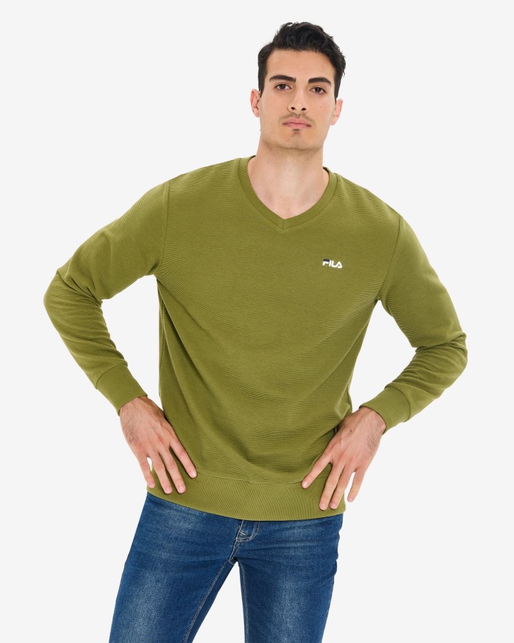 Olive Men's Savian V-Neck Crew Fila Outlets