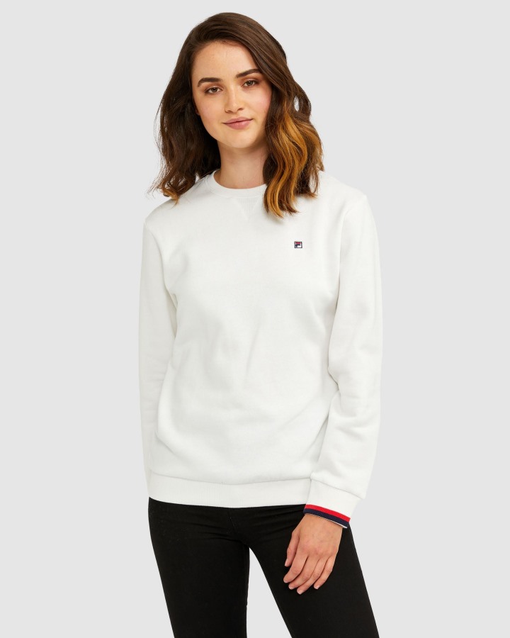 White Assylum Unisex Badge Crew Fila Outlets