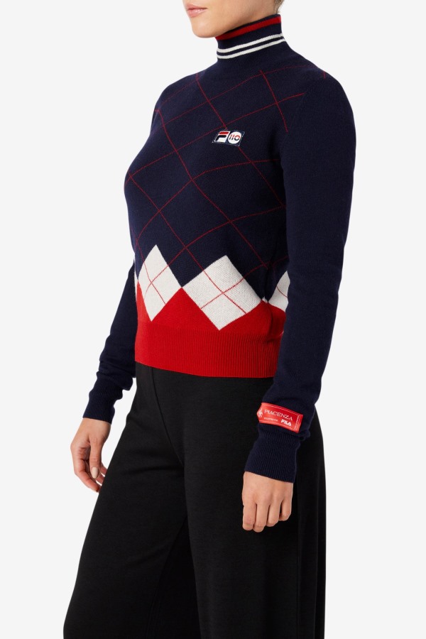 Turtleneck Sweater Fila Outlets Navy/White/Red