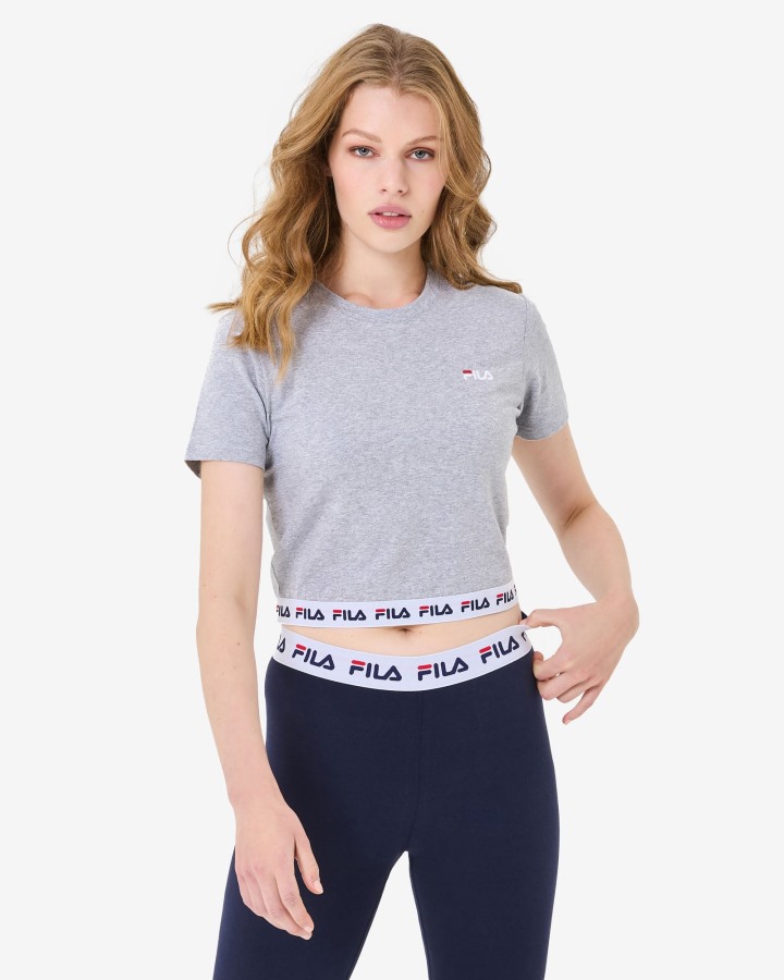 Fila Outlets Sage Cropped Tee Grey Marle