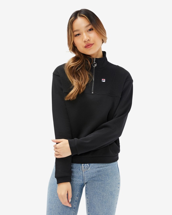 Women's Badge Qtr Zip Fila Outlets Black
