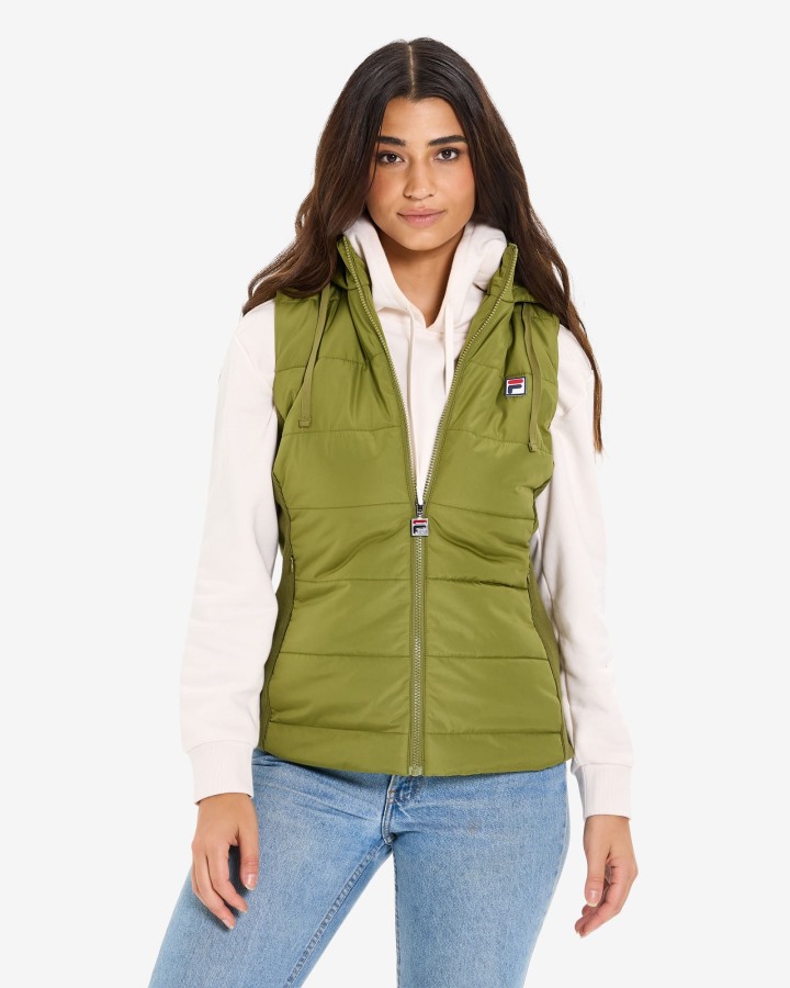 Olive Fila Outlets Women's Iranga Puff Vest