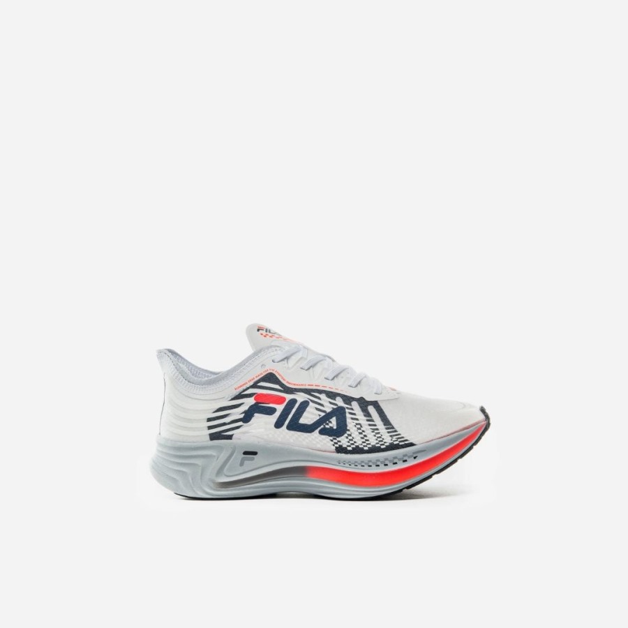 Fila Outlets Women's Racer Carbon White/Navy/Fiery Coral