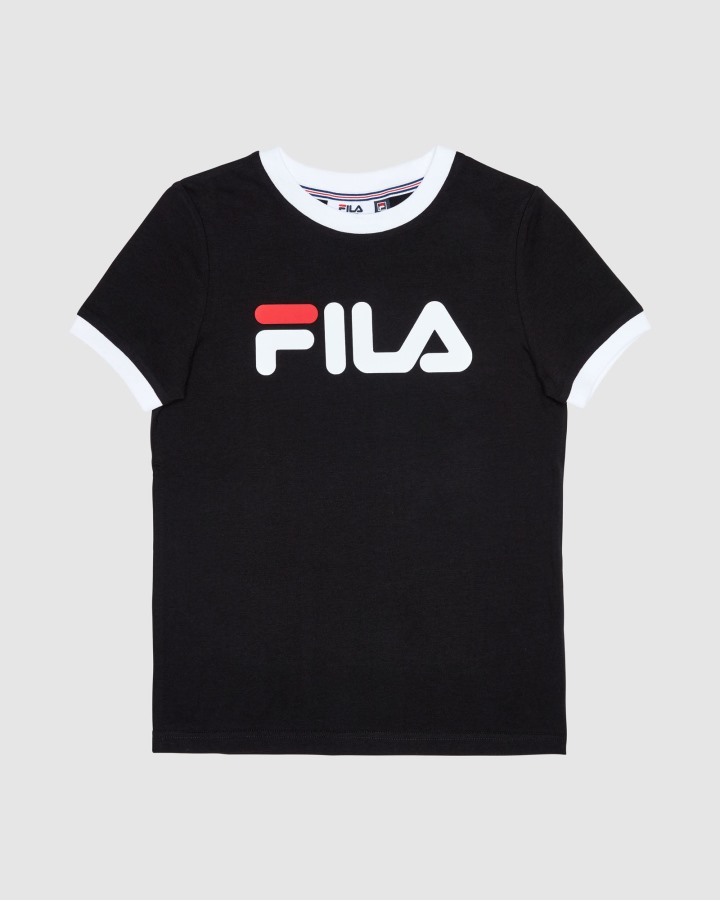 Black Fila Outlets Classic Girl's Ringer Tee