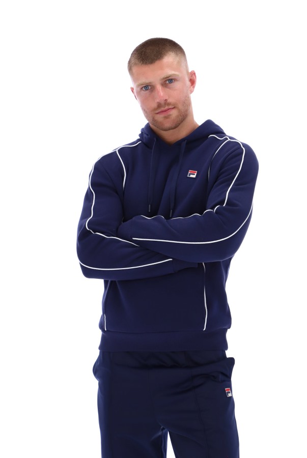 Steven Fleece Hoodie With Piping Fila Outlets