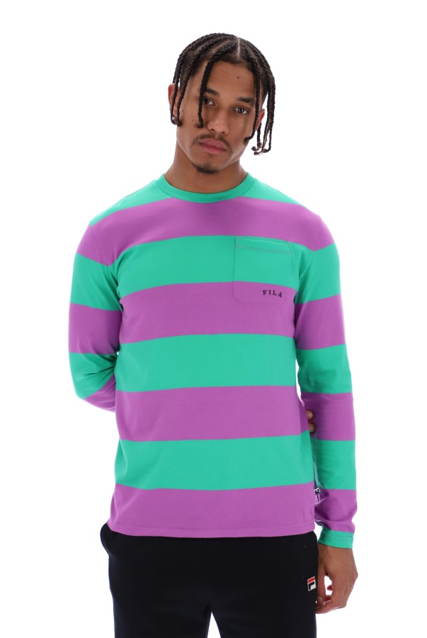 Fila Outlets Morley Unisex Oversized Stripe Long Sleeved Pocket Tee