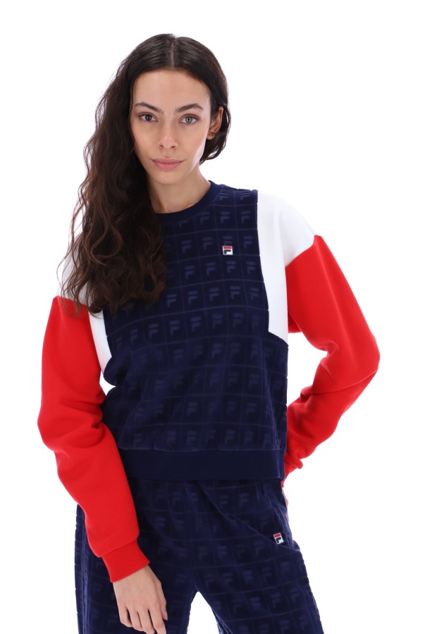 Lucy Velour Crew Sweatshirt Fila Outlets